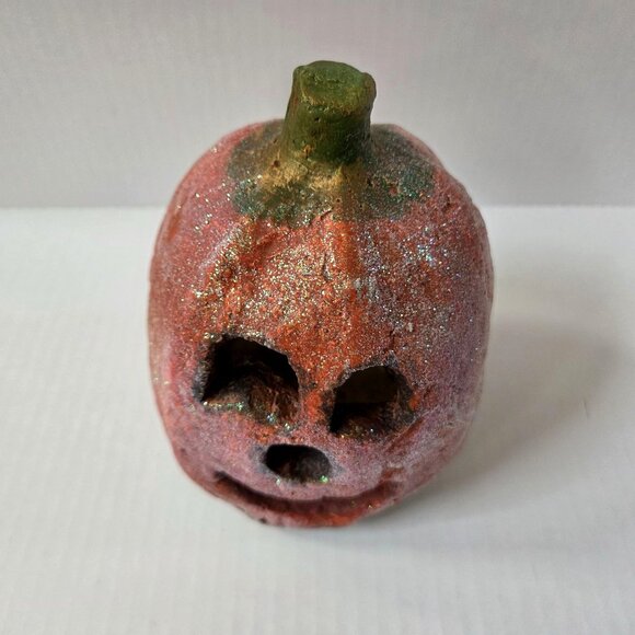 Teena Flanner Jack O Lantern Halloween Pumpkin Figure Primitive Glitter MCF - Picture 6 of 9